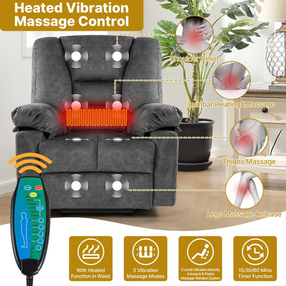 Power Lift Recliner Chair Sofa With Massage - Gray