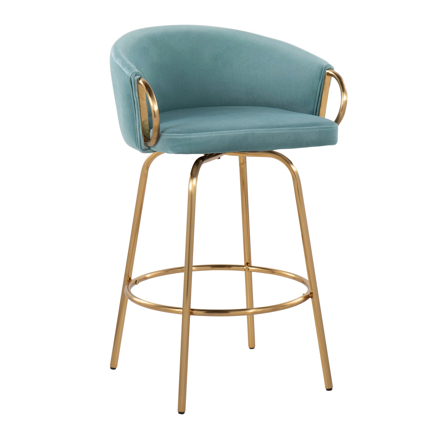 Claire - Contemporary / Glam Counter Stool (Set of 2) - Gold / Light Blue