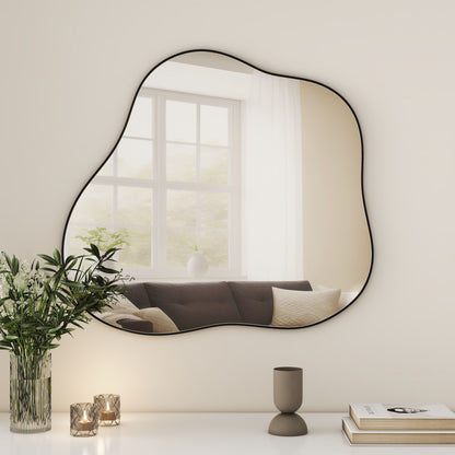 Cloud Shaped Metal Accent Wall Mirror - Black