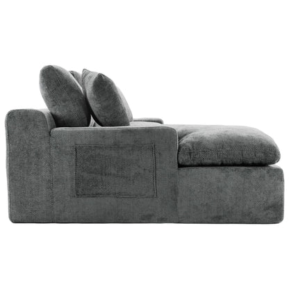 Cloud Sectional Sofa Upholstered Sofa Couch With Double-Layer Cushion And Side Pockets, Free Combined Sectional Sofa Full Compressed Sofa For Living Room - Gray