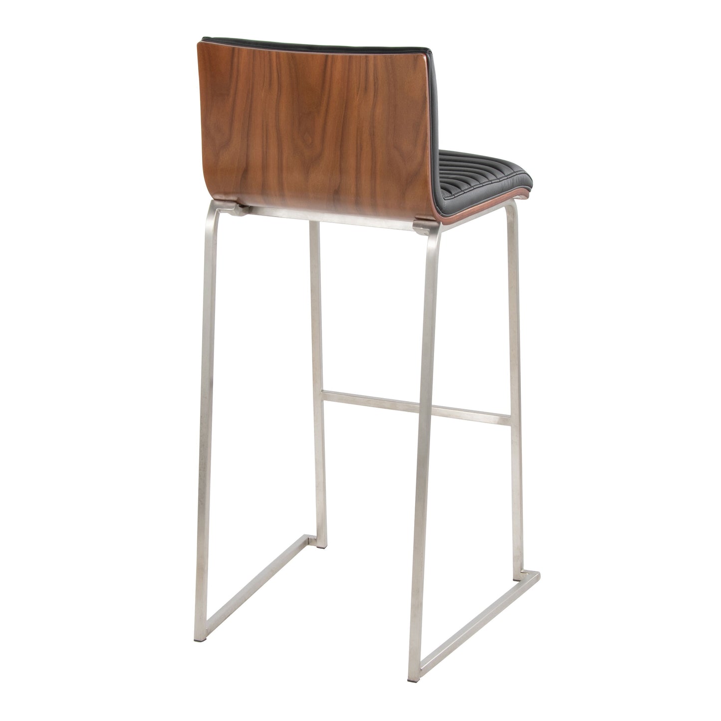 Mason Mara - Contemporary Fixed Height Barstool (Set of 2) - Walnut / Black