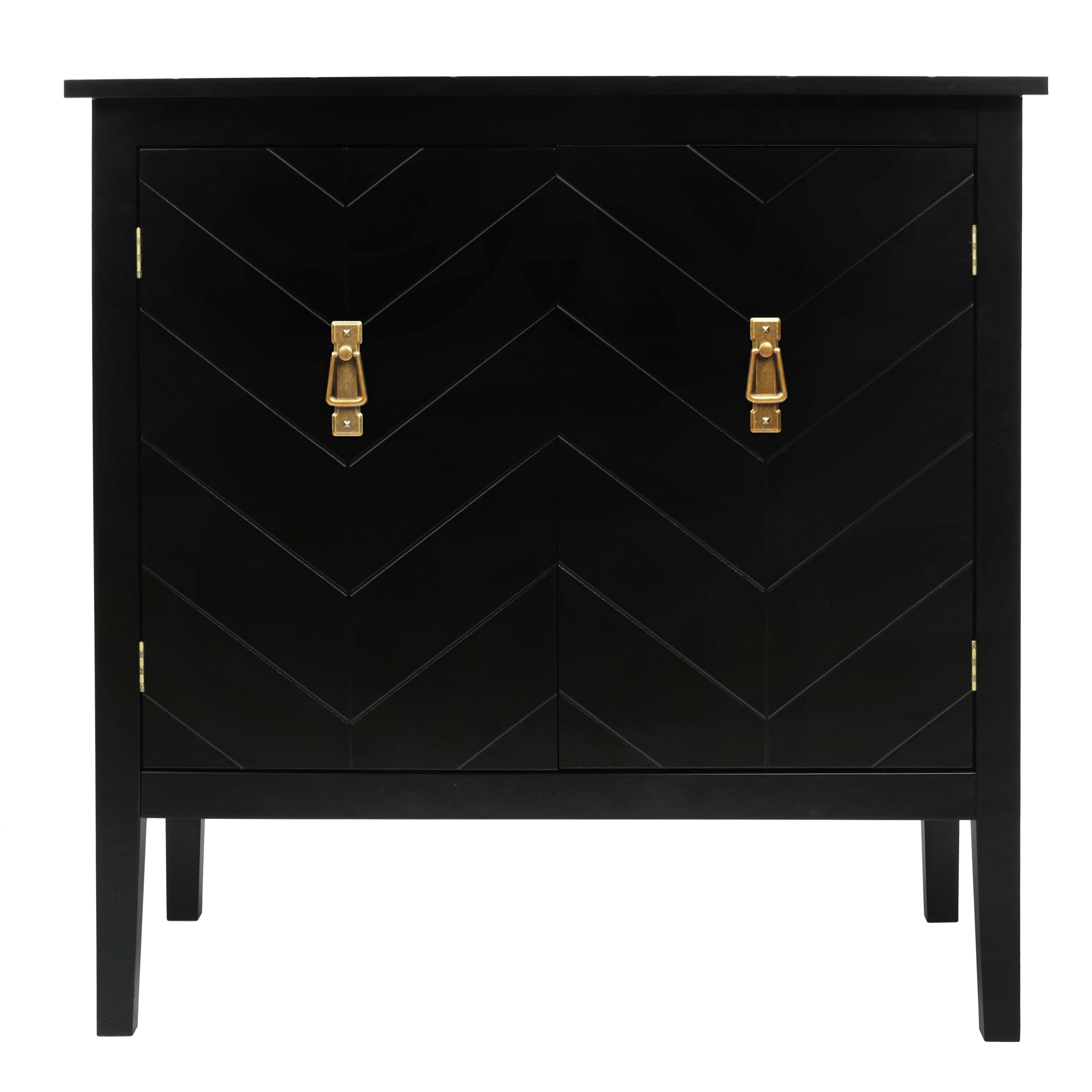 Vintage Style 2 Door Wooden Sideboard Cabinet For Living Room, Dining Room, Or Office - Black Wood