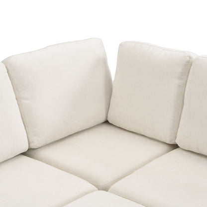 Sectional Sofa Couch Sofa Bed U-Shaped Sofa With Two Movable Ottoman And Three USB Ports For Living Room - Beige