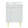 Hearth & Haven Amelia - Bathroom Vanity With Storage Cabinet, Single Ceramic Sink And Left Side Storage - White
