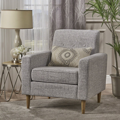 Nebulize - Upholstered Fabric Club Chair With Button Tufted And Square-Off Arm And Back - Light Gray