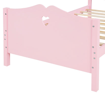 Twin Size Platform Bed With Headboard, Footboard And Slat Support - Pink