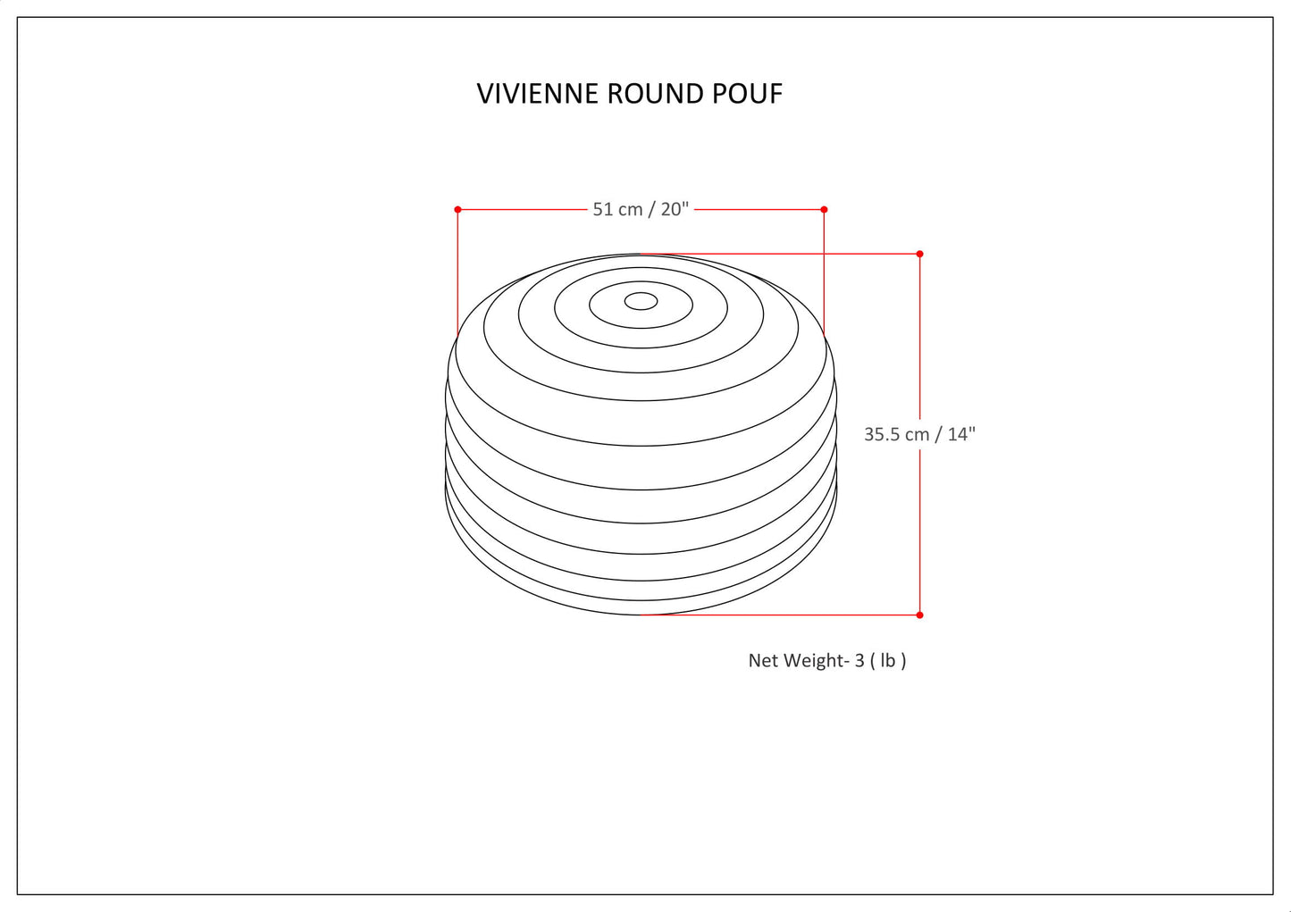 Vivienne - Round Pouf - Turquoise