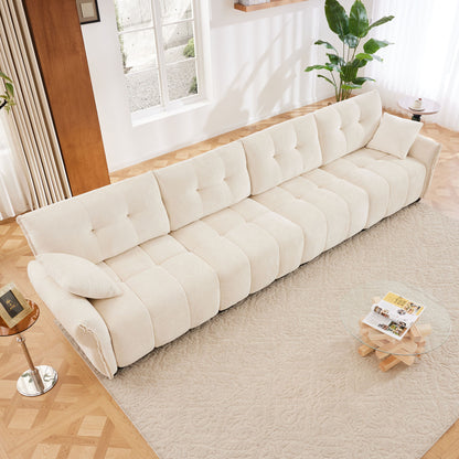 Modern 4 Seater Sofa Frame, Premium, High Resilience Cushions - White