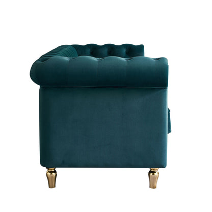 Chesterfield - Velvet Sofa 84.65" For Living Room - Green