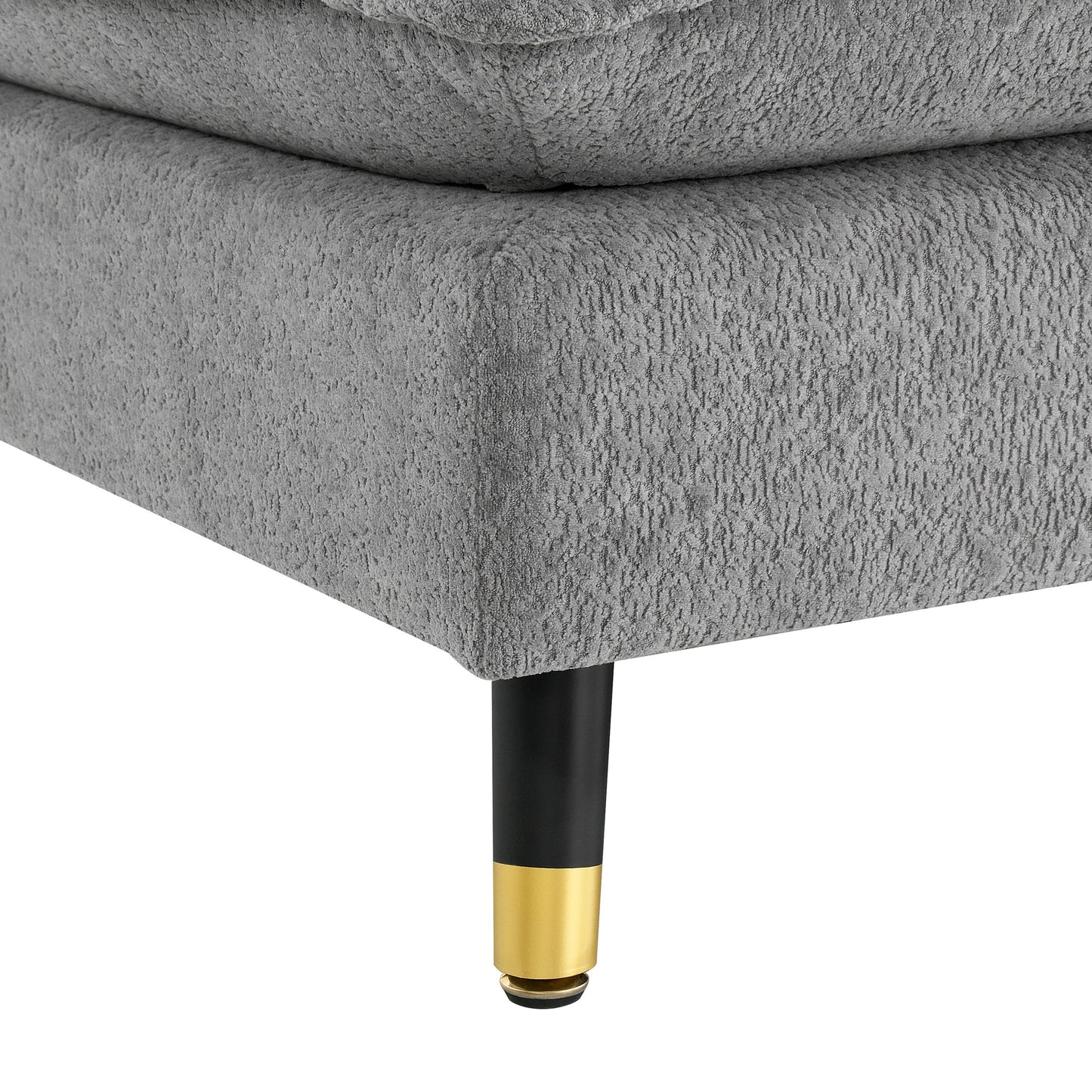 L Shaped Convertible Sectional Sofa 4 Seat Tufted Couch Set With Two Tone Adjust Legs Cloud Movable Ottoman - Gray