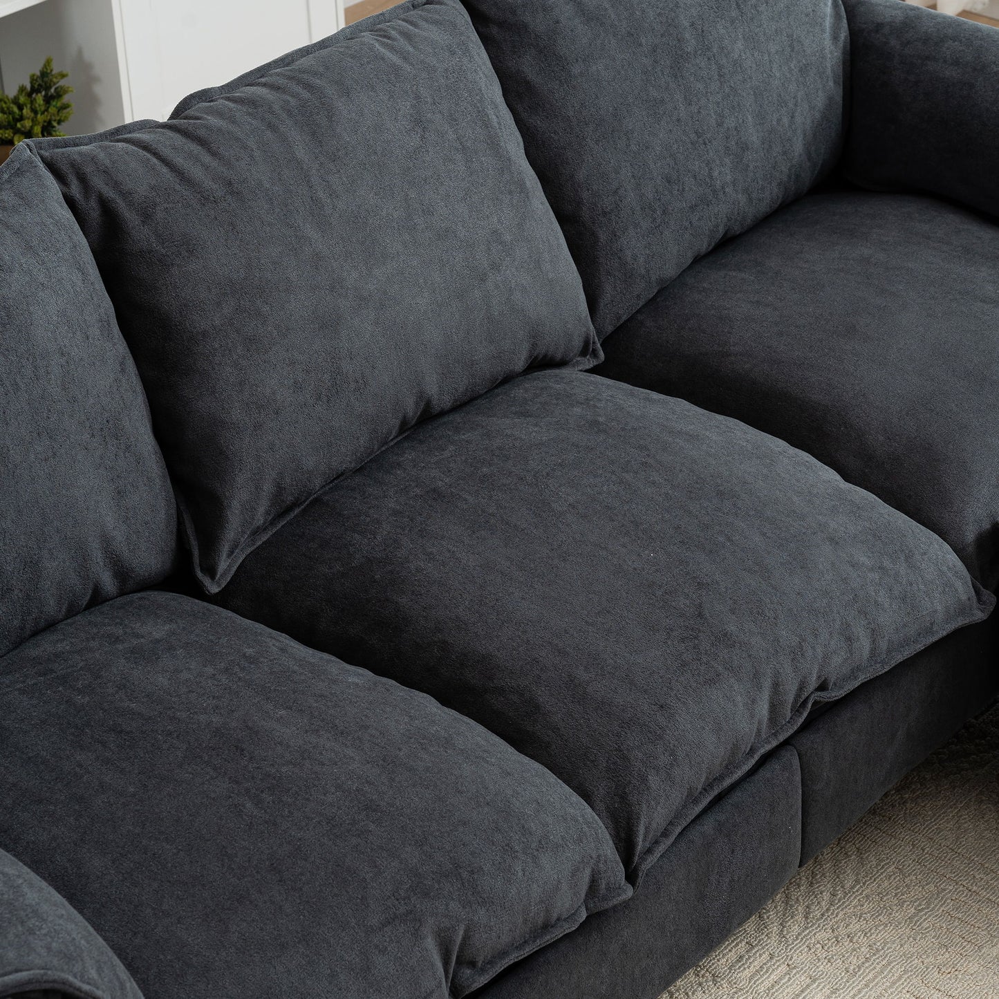 Convertible Combination Sofa, Sofa L Shaped, Sofa With Footstools With Storage Sofa For Living Room, Living Room 3 Seater Combination Sofa - Gray