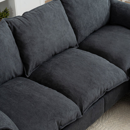 Convertible Combination Sofa, Sofa L Shaped, Sofa With Footstools With Storage Sofa For Living Room, Living Room 3 Seater Combination Sofa - Gray