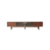 TV Cabinet With Chinese Changhong Glass Doors, Two Drawer Storage Space TV Standing - Walnut