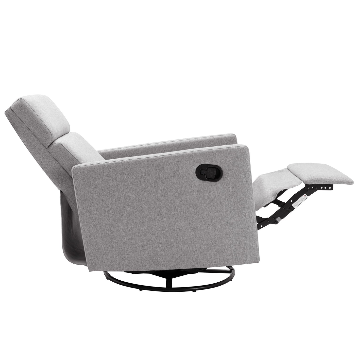 Modern Upholstered Rocker Nursery Chair Plush Seating Glider Swivel Recliner Chair - Gray