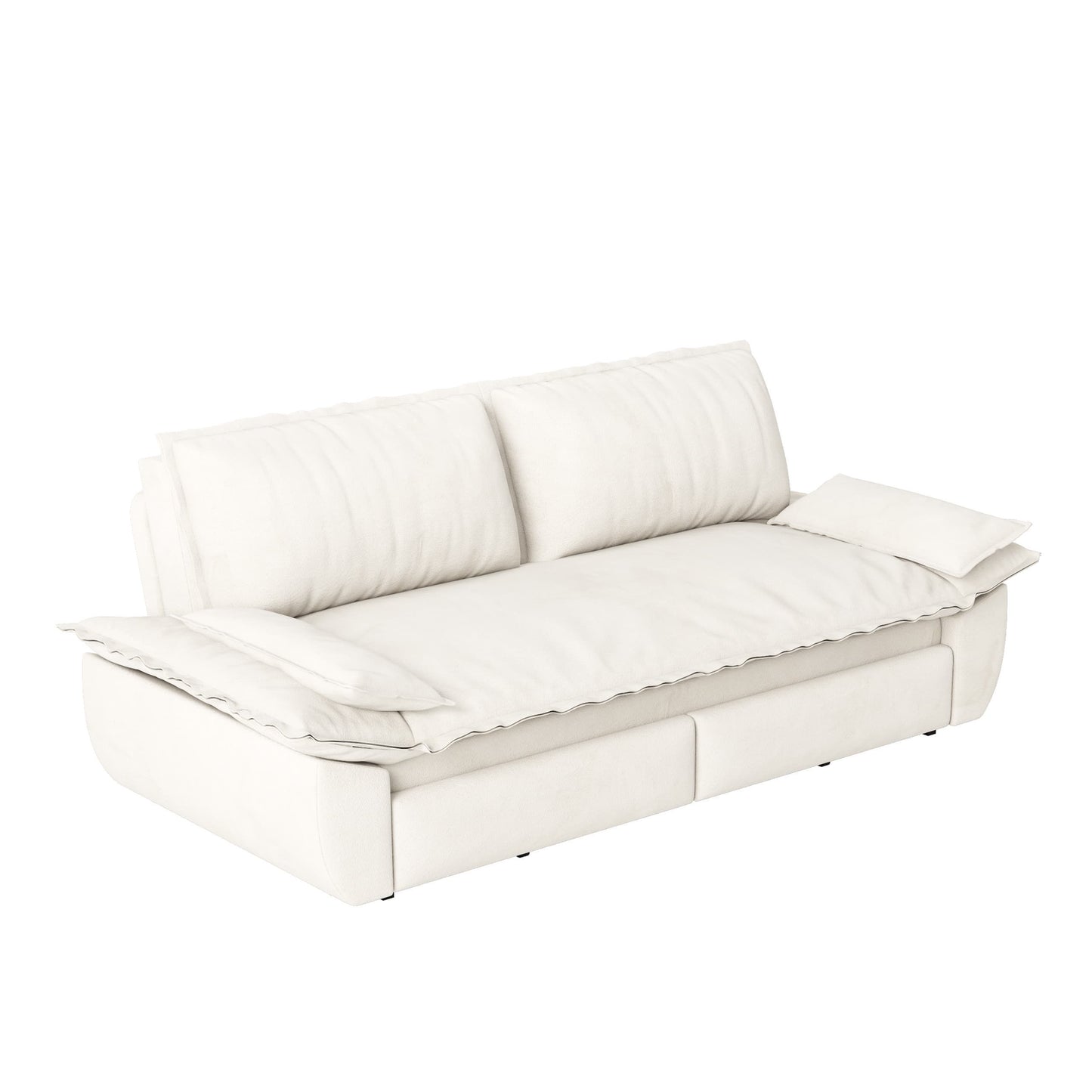 Queen Pull Out Sofa Bed, 3 In 1 Convertible Sleeper Sofa Multifunctional Velvet Loveseat Bed - Beige