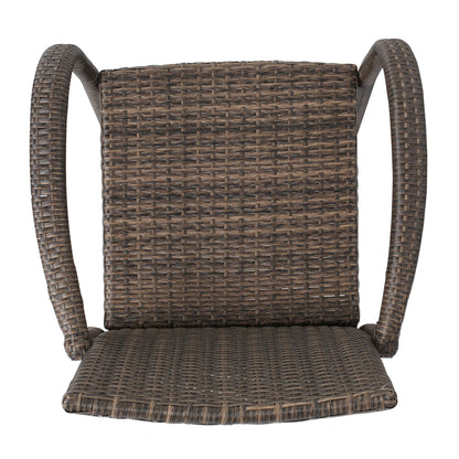 Outdoor Wicker Barstool With Faux Rattan And Iron Frame - Mix Mocha