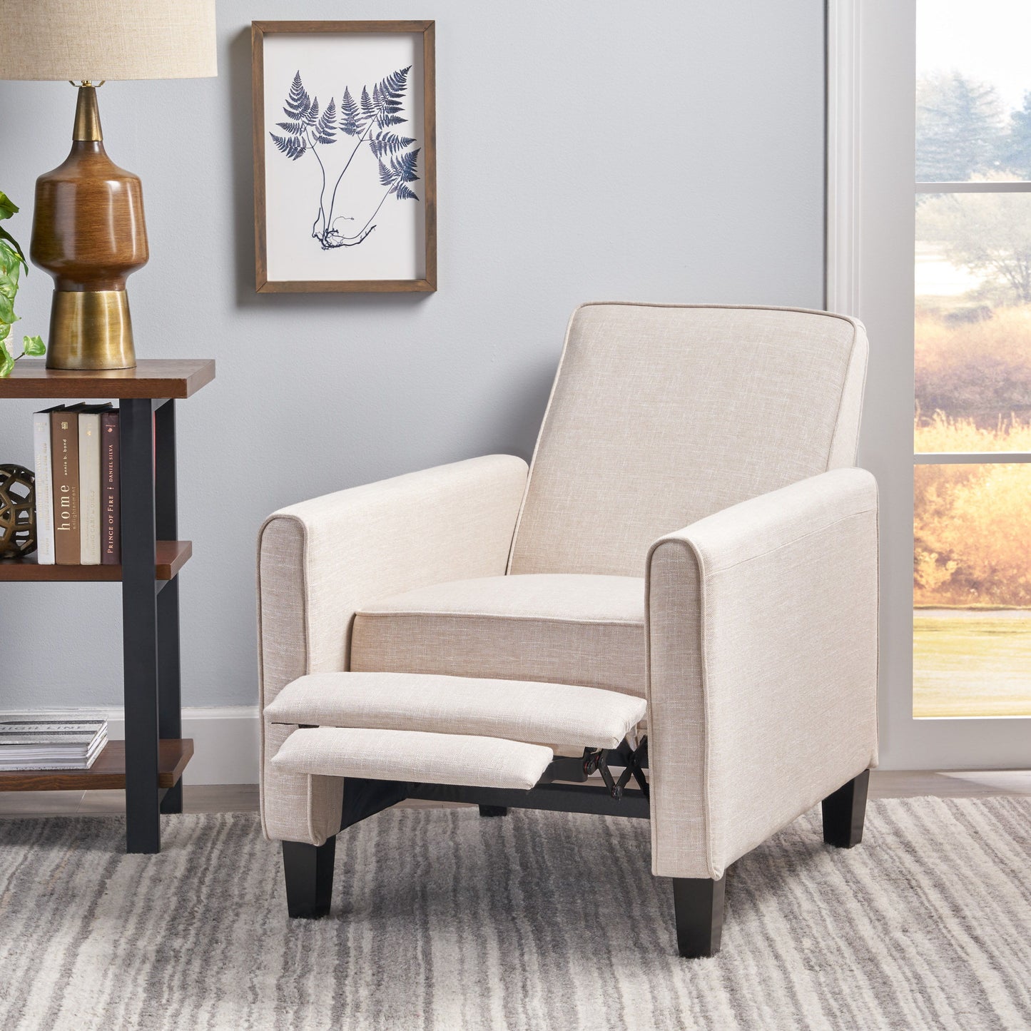 Linen Push Back Chair For Elegant Home - Light Beige