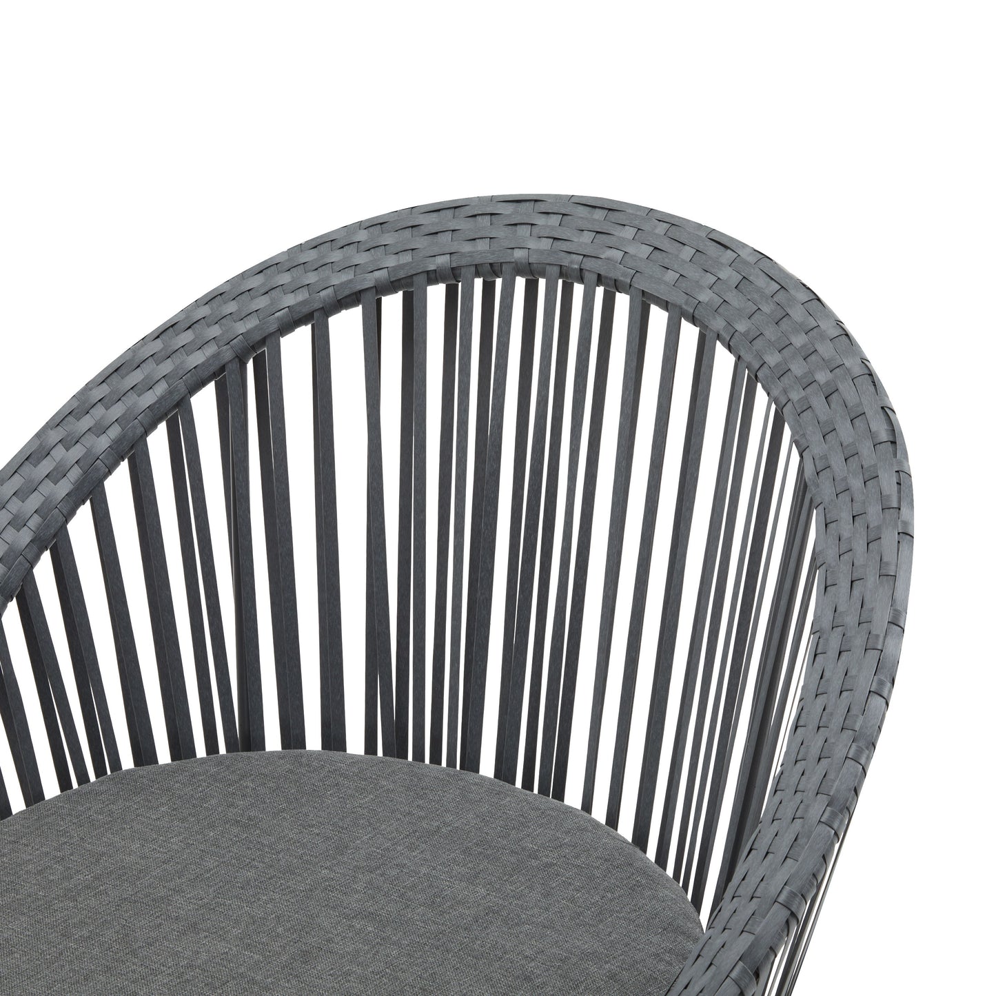 Modern Swivel Wicker Lounge Chair With Pe Rattan And Iron Frame, Round Design - Gray