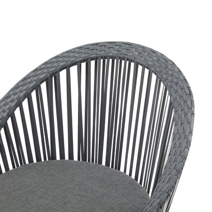 Modern Swivel Wicker Lounge Chair With Pe Rattan And Iron Frame, Round Design - Gray