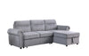 Ashton - Velvet Fabric Reversible Sleeper Sectional Sofa Chaise - Gray