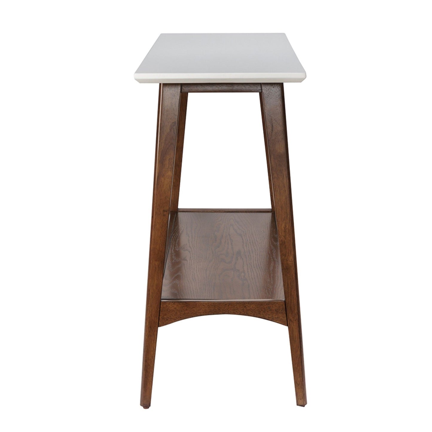 Console Table With Lower Shelf - Off White / Pecan Wood