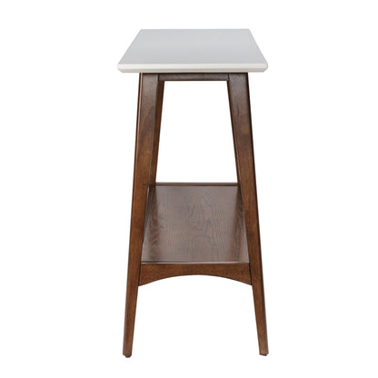Console Table With Lower Shelf - Off White / Pecan Wood
