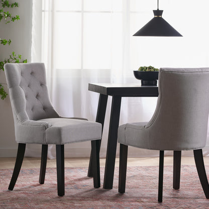 Quenching - Dining Chair With Sloped Arms And Diamond Tufting (Set of 2) - Light Gray