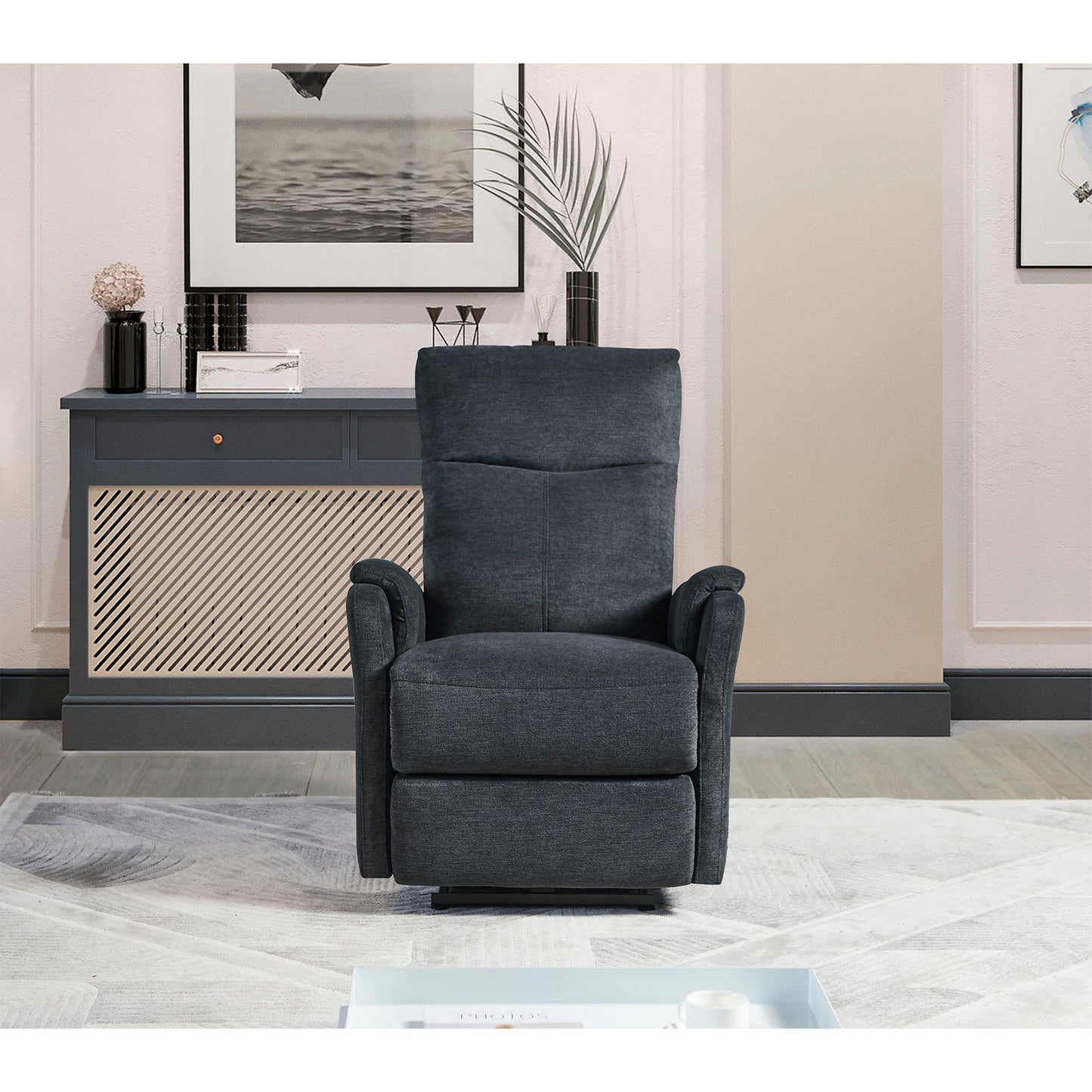 Recliner Chair With Power Function Easy Control Big Stocks, Recliner Single Chair - Dark Gray