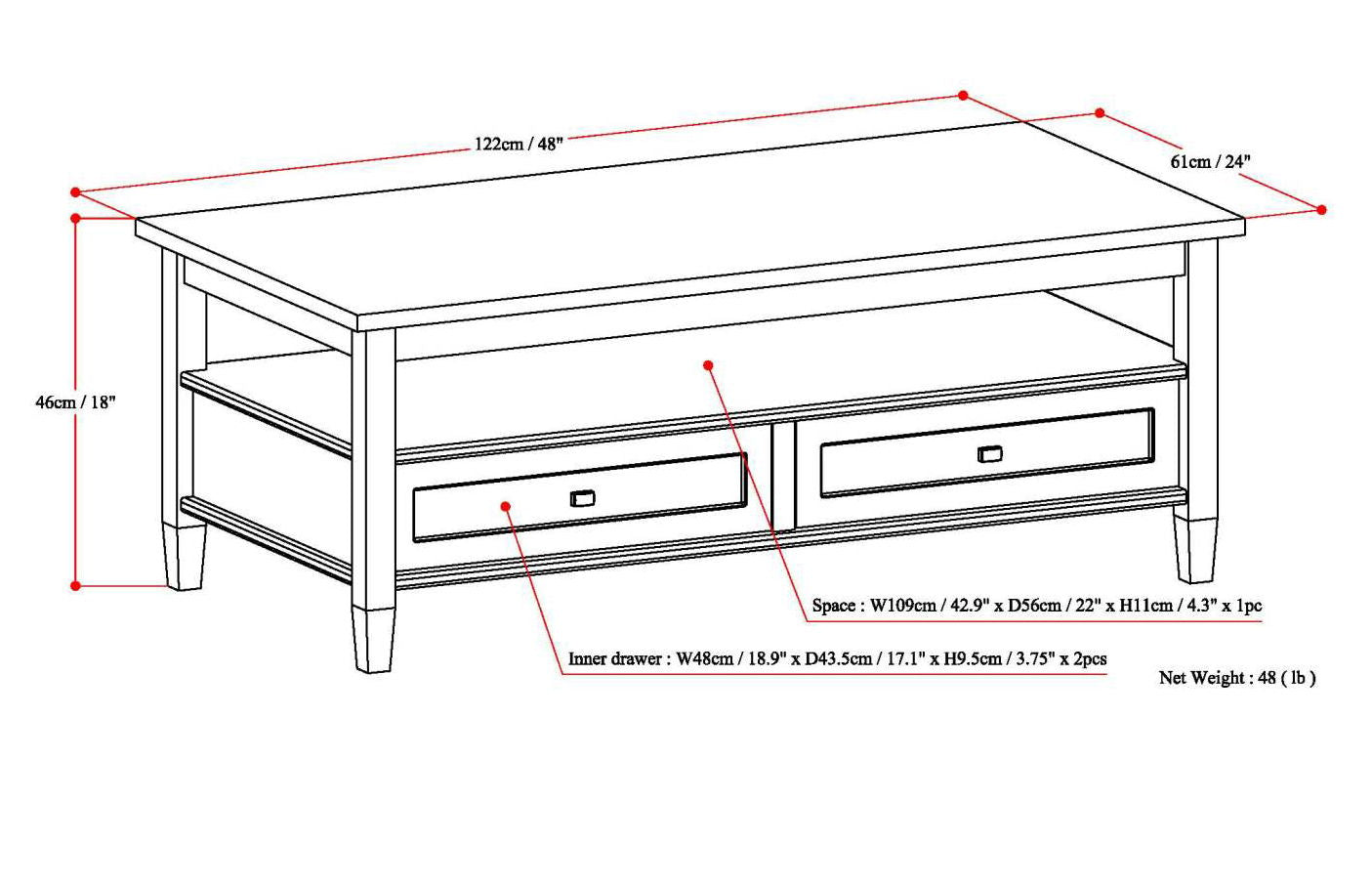 Warm Shaker - Coffee Table - Tobacco Brown