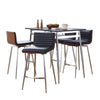 Marcel Mason - 5 Piece Swivel Contemporary Counter Height Dining Set - Chrome - Black / Walnut / Black