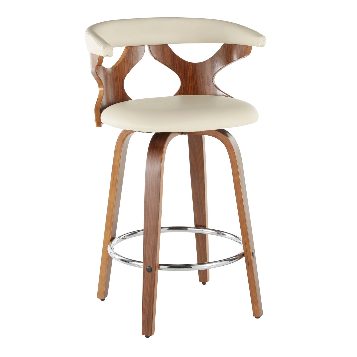 Gardenia - Mid-Century Modern Counter Stool (Set of 2) - Walnut / Cream