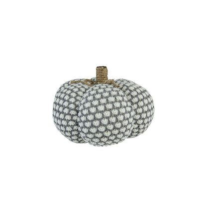 Knite Pumpkin Ornament Decor For Holiday Harvest Festival Fall Festival & Thanksgiving (Set of 4) - Gray