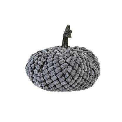 Chenille Weighted Pumpkin Ornament Decor For Holiday Harvest Festival Fall Festival & Thanksgiving (Set of 2) - Gray