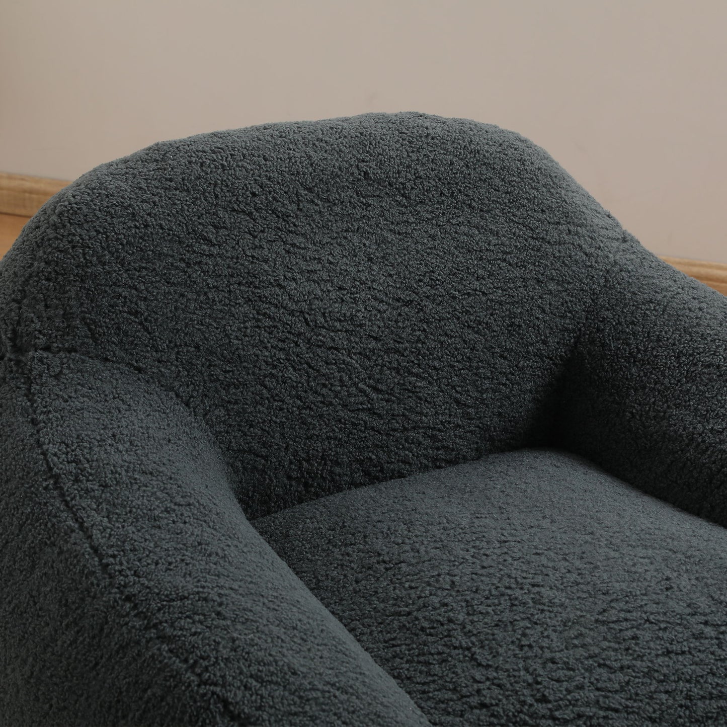 Giant Bean Bag Chair For Adults, Spacious Memory Foam Bean Bag Sofa With Armrests Teddy Fabric, Comfy Seating For Living Room Or Bedroom - Light Grayish Green