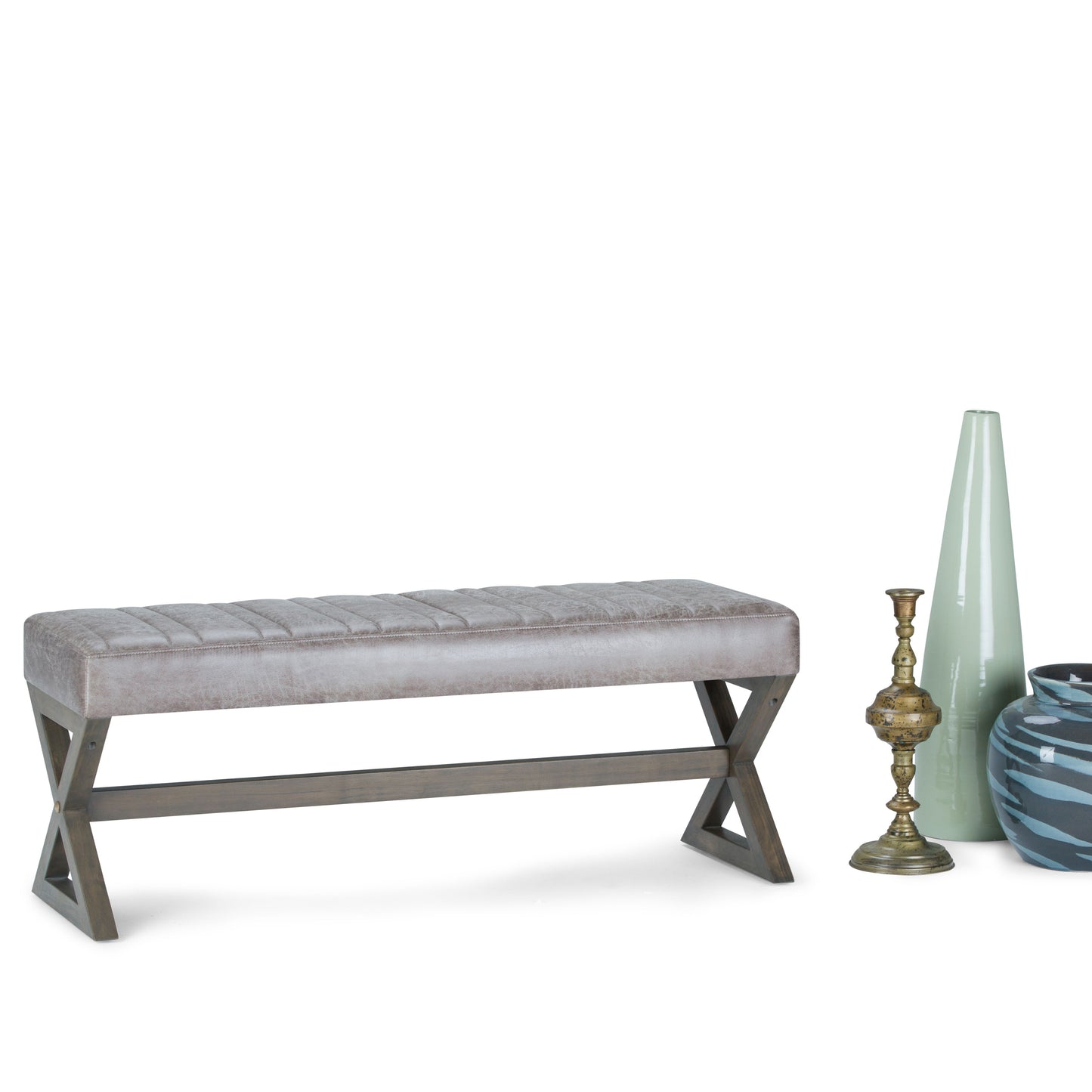 Salinger - Large Ottoman Bench - Distressed Gray Taupe