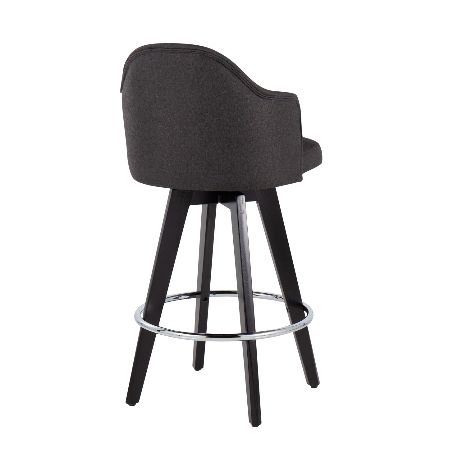 Ahoy - Contemporary Fixed Height Counter Stool Round Chrome Footrest (Set of 2) - Charcoal / Black