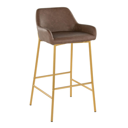 Daniella - Contemporary / Glam Fixed Height Barstool (Set of 2) - Gold / Espresso
