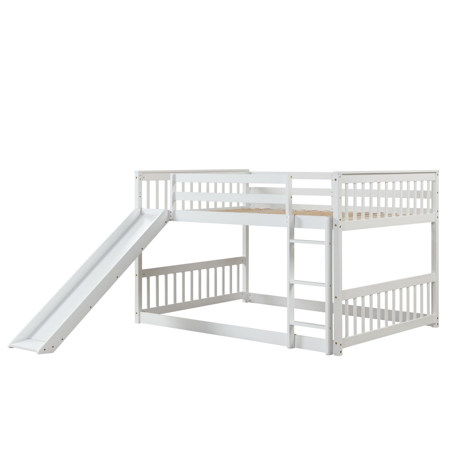 Full Over Full Bunk Bed With Slide And Ladder - White