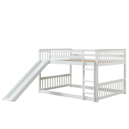 Full Over Full Bunk Bed With Slide And Ladder - White