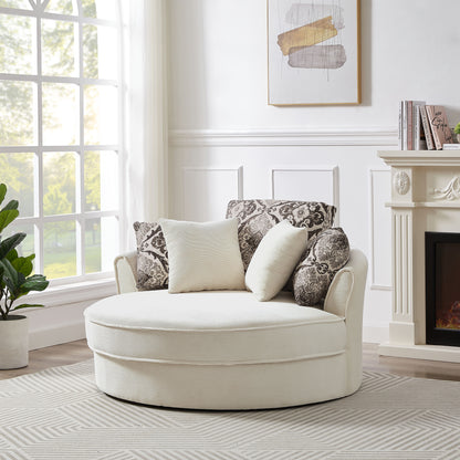 Swivel Accent Barrel Chair With 5 Movable Pillow 360 Degree Swivel Round Sofa Chair For Living Room, Bedroom, Hotel - Beige