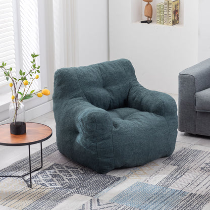 Soft Teddy Fabric Tufted Foam Bean Bag Chair With Teddy Fabric - Green