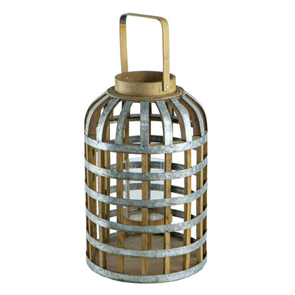 Decorative Lantern With Handle, Wooden Lantern For Indoor Outdoor, Home Garden- Silver