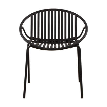 Modern Metal And Polypropylene 7 Piece Outdoor Dining Set With Stackable Chairs - Black