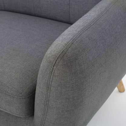 Mid Century Modern Loveseat Sofa With Button Tufted Backrest - Dark Gray