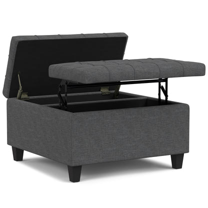 Harrison - Small Square Coffee Table Storage Ottoman - Gray