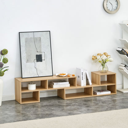 2 Piece Cube TV Stand And L Shaped Entertainment Center With Open Storage And 2 Shelves - Burly Wood