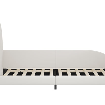 Twin Size Upholstered Rabbit-Shape Princess Bed, Twin Size Platform Bed With Headboard And Footboard - White
