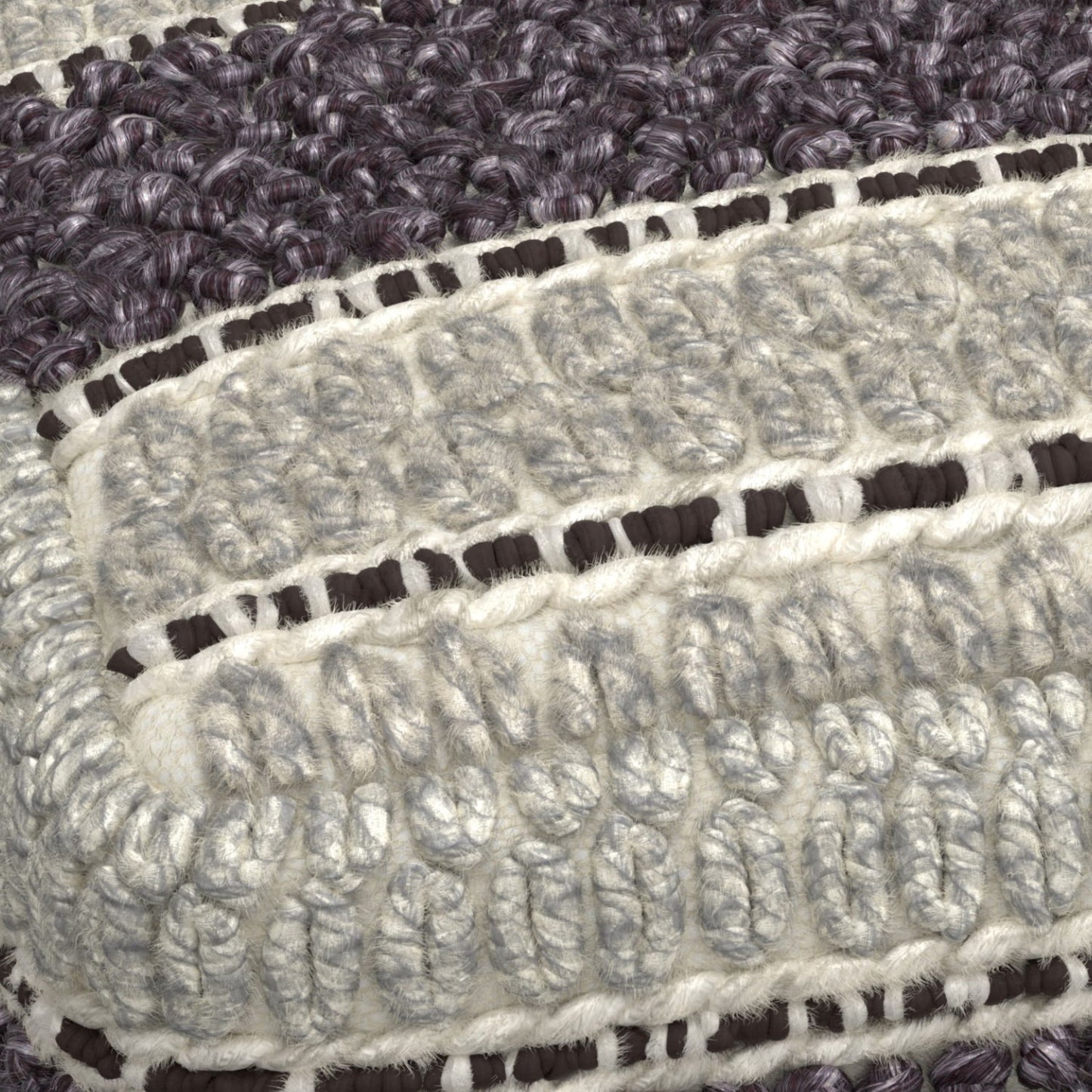 Grady - Square Pouf - Magenta / Natural