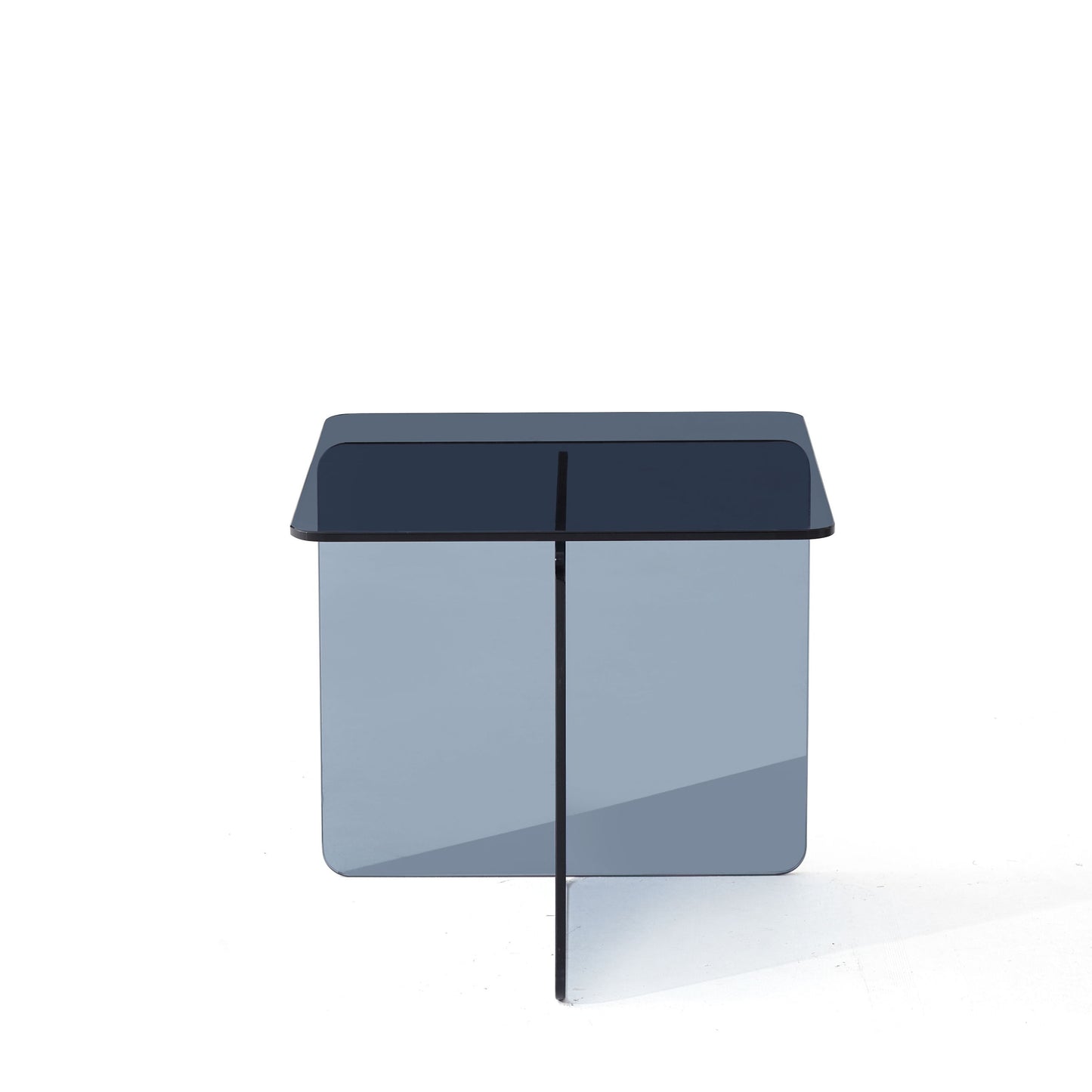 Tempered Glass Side Table, Multi Purpose Night Stand, Durable Transparent End Table - Smoke Gray