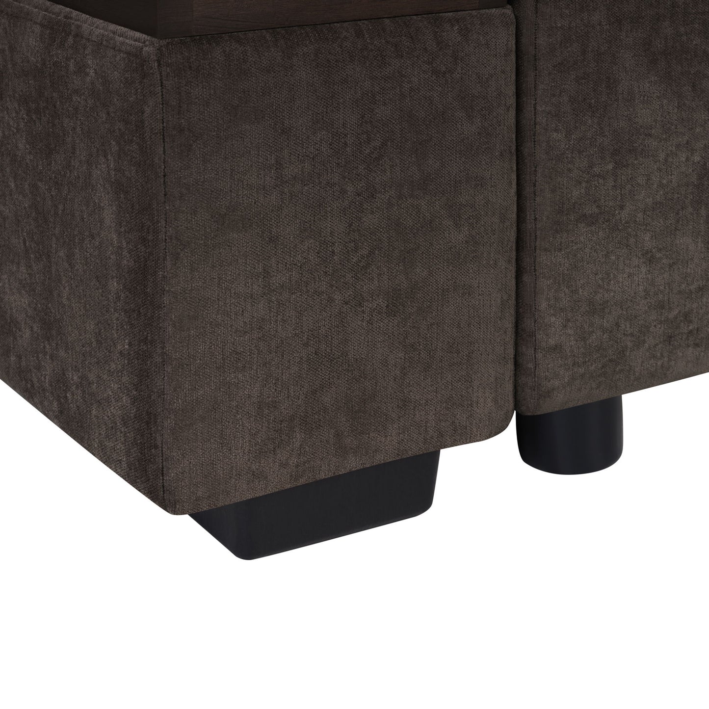 Elegant L Shaped Sectional Sofa With Chenille Upholstery And Wooden Storage Compartment - Brown